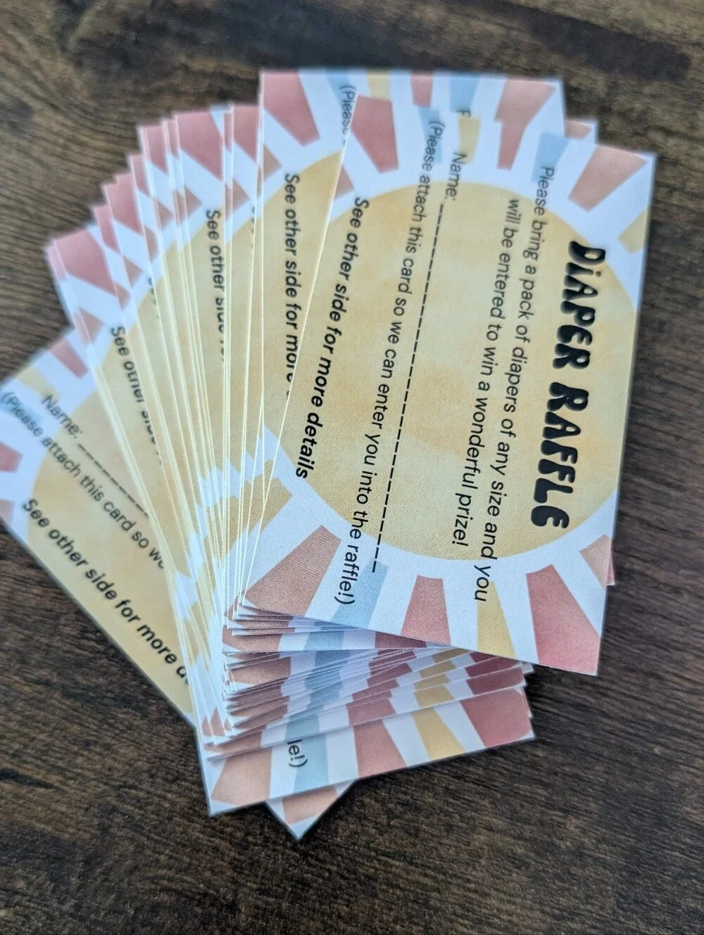 Set of 50 Baby Shower Invite Insert Diaper Raffle and Book Request Sun Groovy